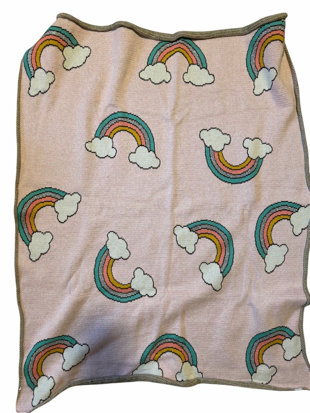 By Anthropologie Treasure Rainbow Cloud Pink Baby Girl Blanket 32” X 40”